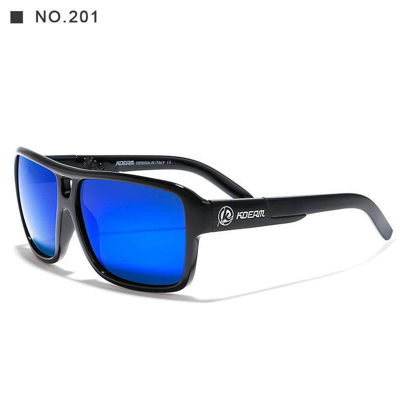 Square Sports Polarized Sunglasses European And American Colorful Big Frame Cycling Glasses