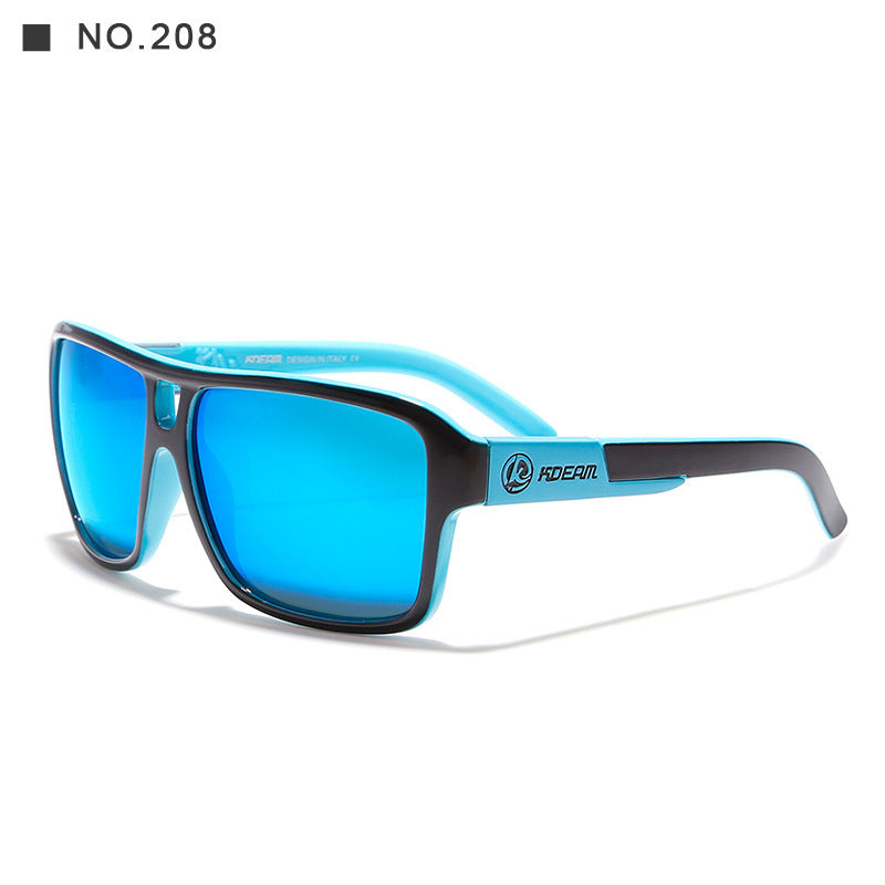 Square Sports Polarized Sunglasses European And American Colorful Big Frame Cycling Glasses