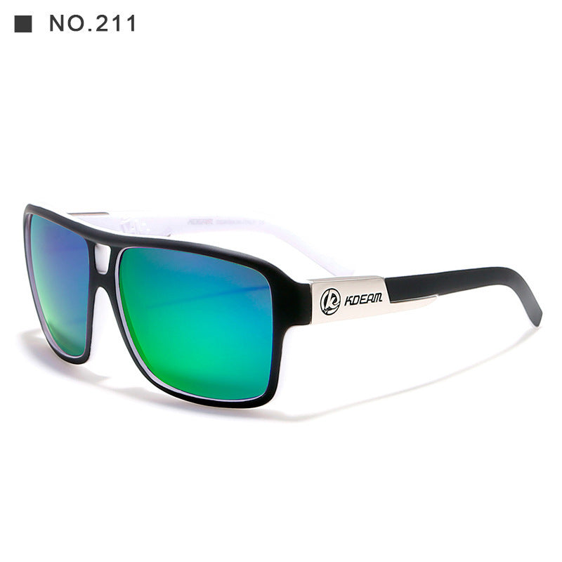 Square Sports Polarized Sunglasses European And American Colorful Big Frame Cycling Glasses