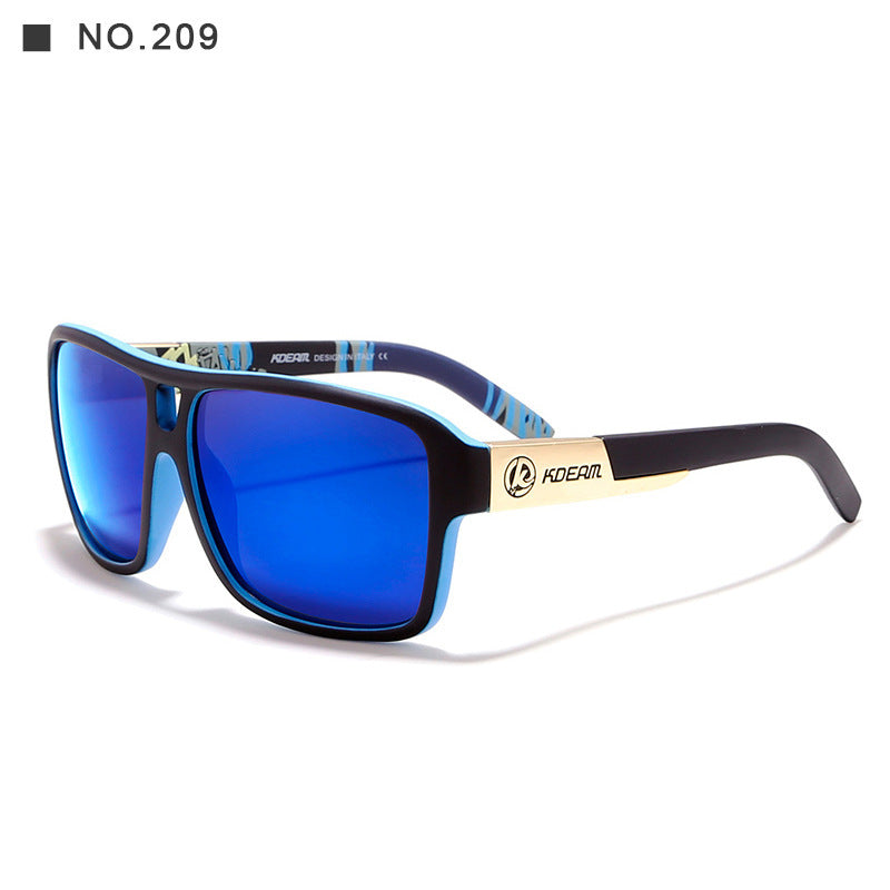 Square Sports Polarized Sunglasses European And American Colorful Big Frame Cycling Glasses