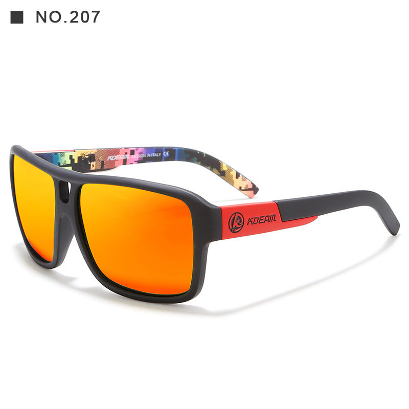 Square Sports Polarized Sunglasses European And American Colorful Big Frame Cycling Glasses