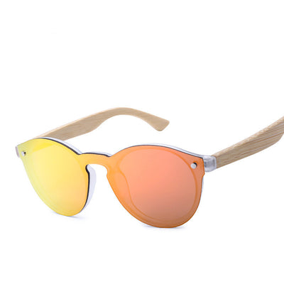 Sunglasses Color Film Wood Round Sunglasses Round Fashion Retro Bamboo Glasses For Men And Women