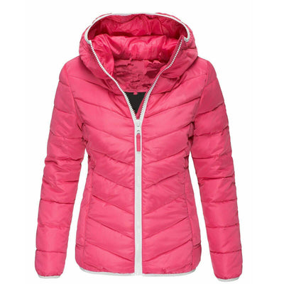 Jacket Pure Color Hooded Cotton Jacket Women Korean Casual Warm