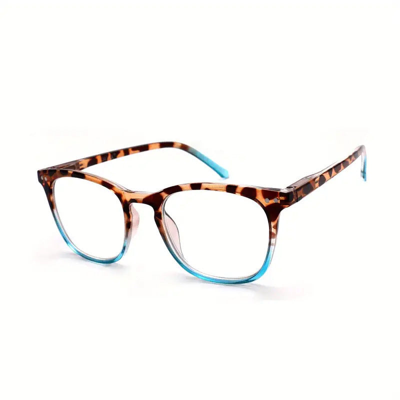 New Presbyopic Glasses Women's Anti Blue Light Contrast Tofu Pudding Leopard Print