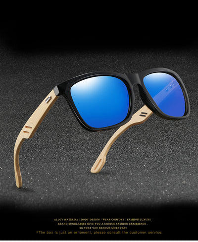 Colorful Wood Sunglasses Men Women Square Bamboo Glasses