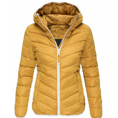 Jacket Pure Color Hooded Cotton Jacket Women Korean Casual Warm