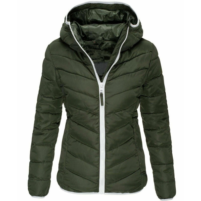 Jacket Pure Color Hooded Cotton Jacket Women Korean Casual Warm