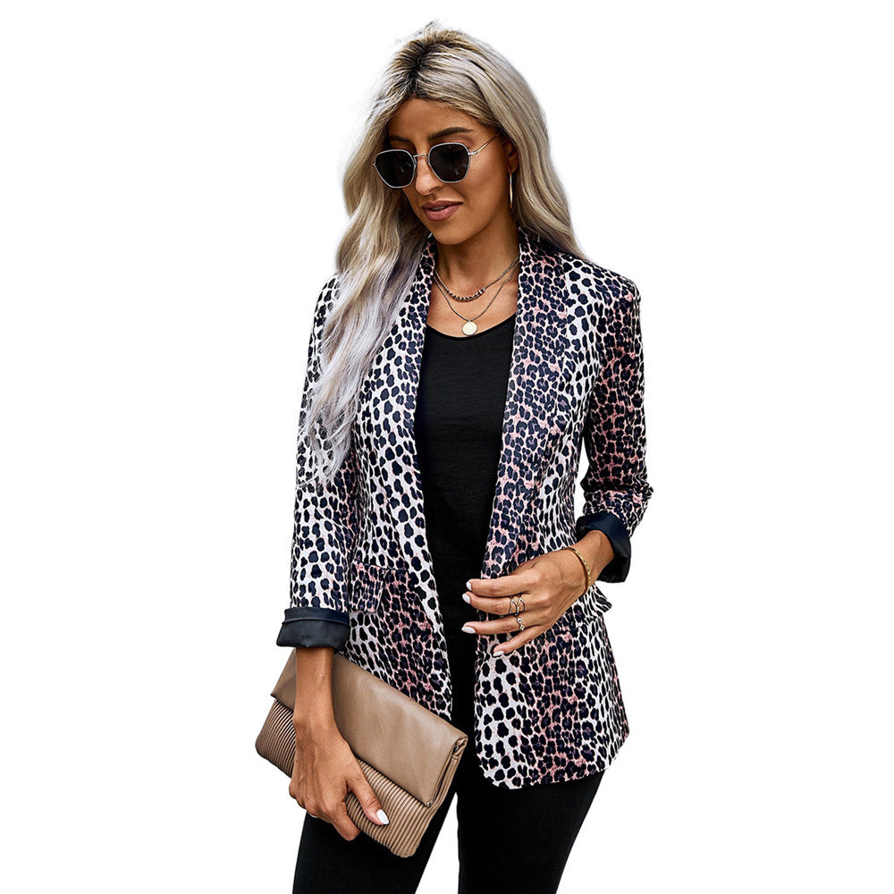 Leopard Print Small Suit Jacket Women