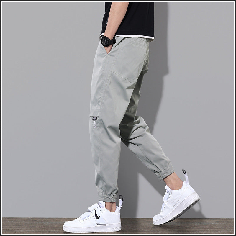 Summer Workwear Casual Long Pants Men&#039;s Loose Sports Pants Trendy Thin Spring Cropped Ankle-tied Pants