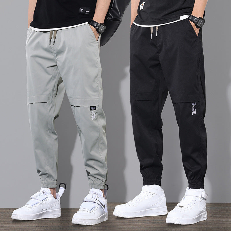 Summer Workwear Casual Long Pants Men&#039;s Loose Sports Pants Trendy Thin Spring Cropped Ankle-tied Pants