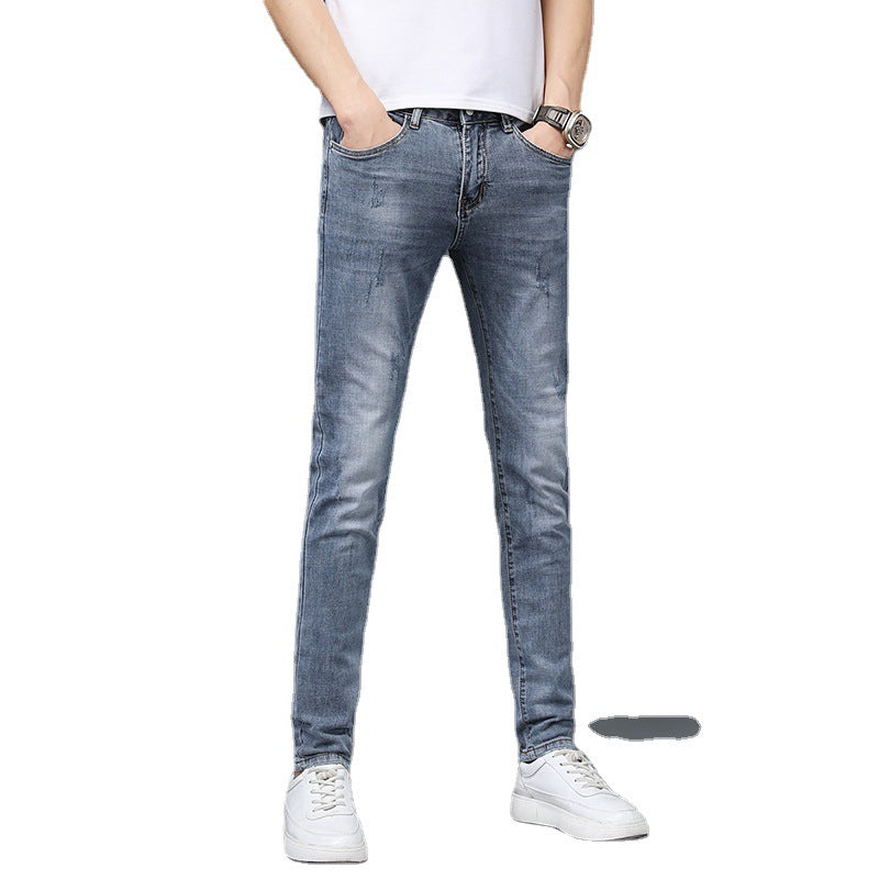 European Station Tide Brand Jeans Men&#039;s 2022 New Youth Slim Fit Pencil Pants Men&#039;s Casual All-match Long Pants