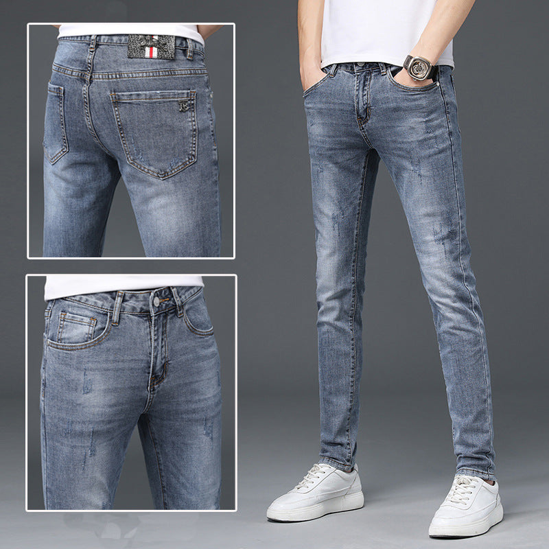 European Station Tide Brand Jeans Men&#039;s 2022 New Youth Slim Fit Pencil Pants Men&#039;s Casual All-match Long Pants