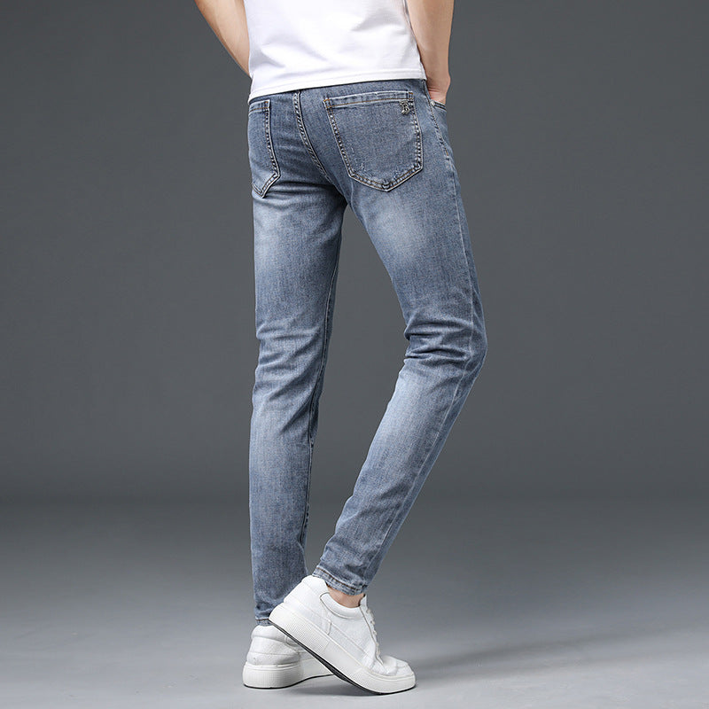 European Station Tide Brand Jeans Men&#039;s 2022 New Youth Slim Fit Pencil Pants Men&#039;s Casual All-match Long Pants