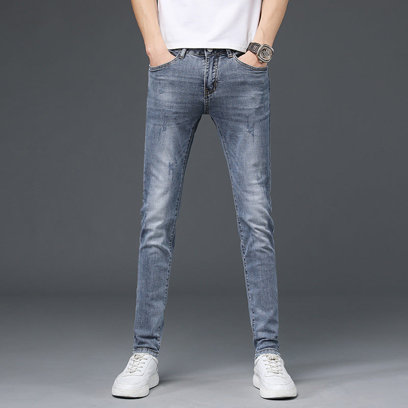 European Station Tide Brand Jeans Men&#039;s 2022 New Youth Slim Fit Pencil Pants Men&#039;s Casual All-match Long Pants