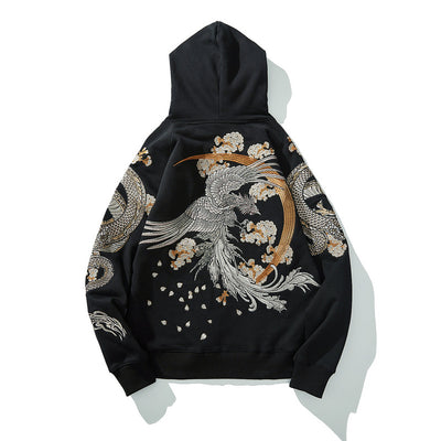 Four Mythical Beasts Shuanglong Suzaku Embroidered Hoodie