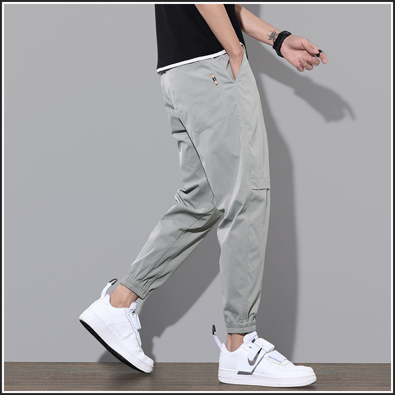 Summer Workwear Casual Long Pants Men&#039;s Loose Sports Pants Trendy Thin Spring Cropped Ankle-tied Pants