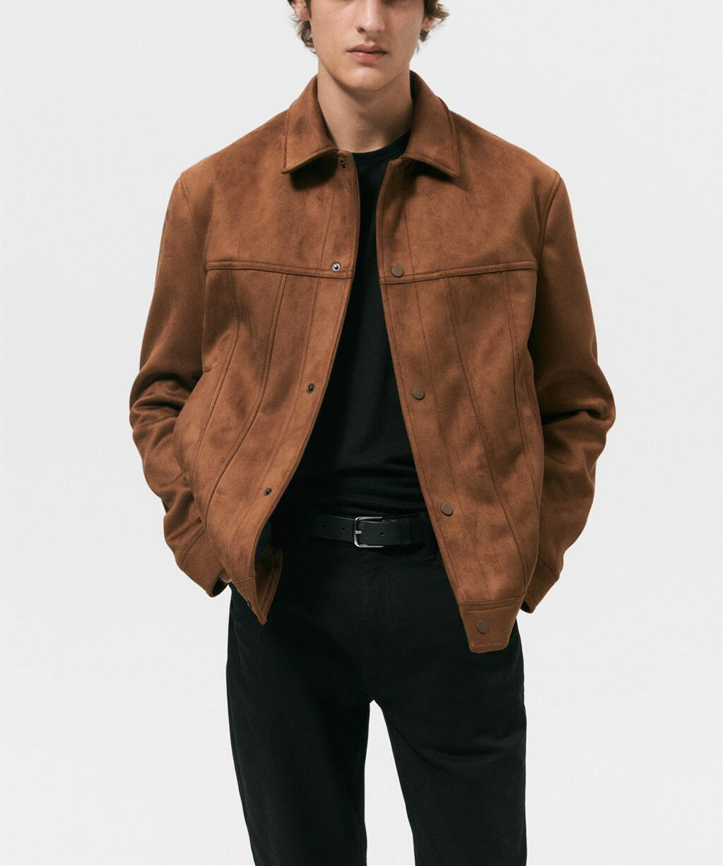 Men&#039;s Suede Lapel Jacket Coat