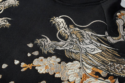 Four Mythical Beasts Shuanglong Suzaku Embroidered Hoodie