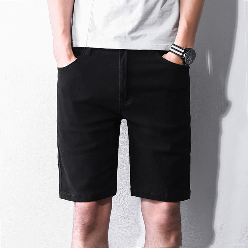 Summer White Denim Shorts Men&#039;s Five-point Pants Korean Version Trend Elastic Slim Casual Medium Pants Large Size Thin