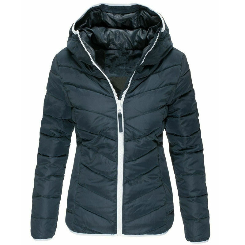 Jacket Pure Color Hooded Cotton Jacket Women Korean Casual Warm