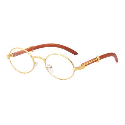 Retro Wood-like Sunglasses Small Round Frame