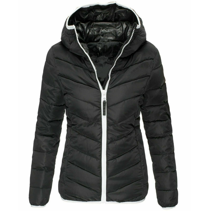 Jacket Pure Color Hooded Cotton Jacket Women Korean Casual Warm